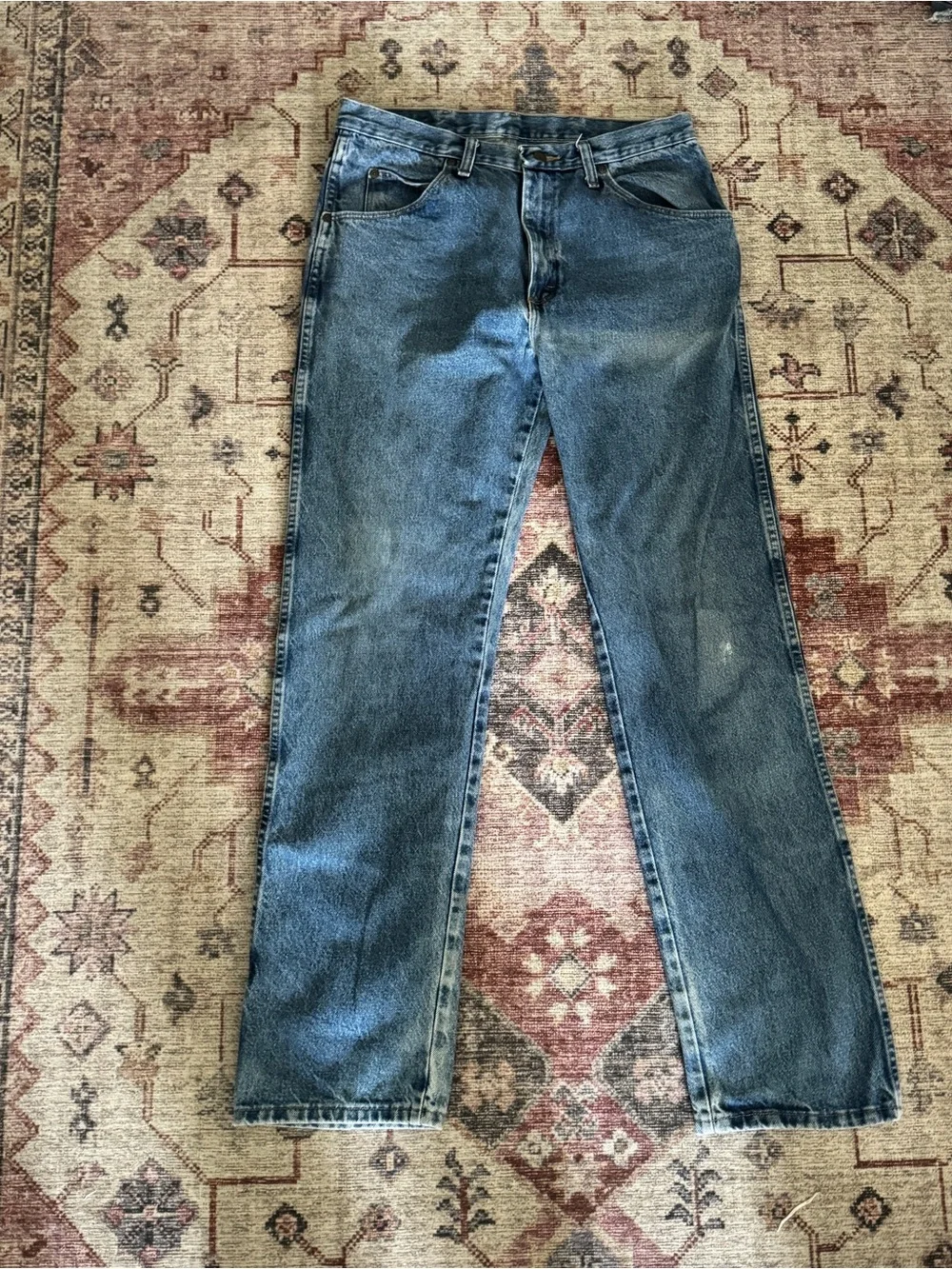 Vintage Distressed Wrangler Straight Leg Jeans 34 X 34 Regular Fit
